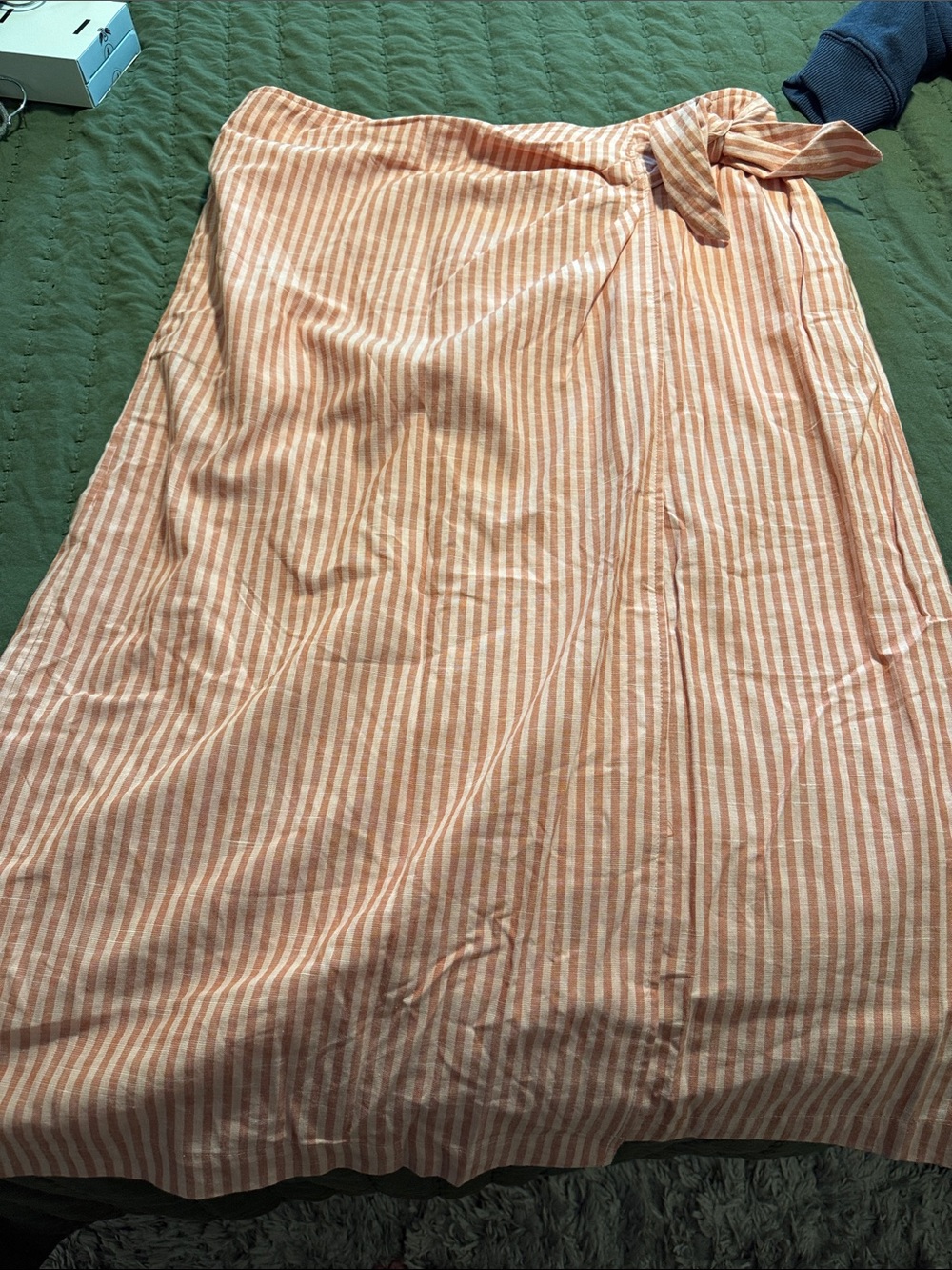 Lightweight Peach-Pink Striped Wrap Skirt